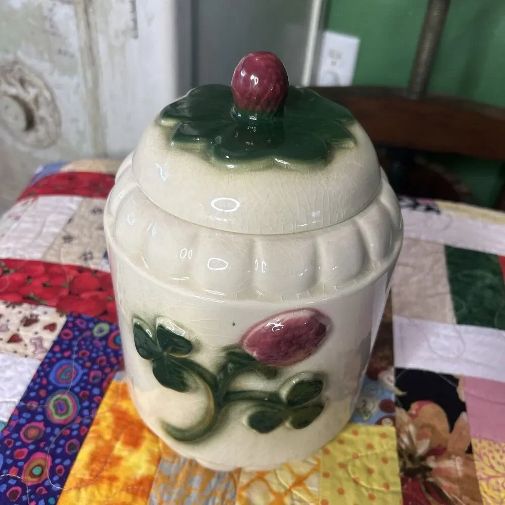 Vintage Brush McCoy Three Leaf Clover Canister 9” With Lid /Cookie Jar